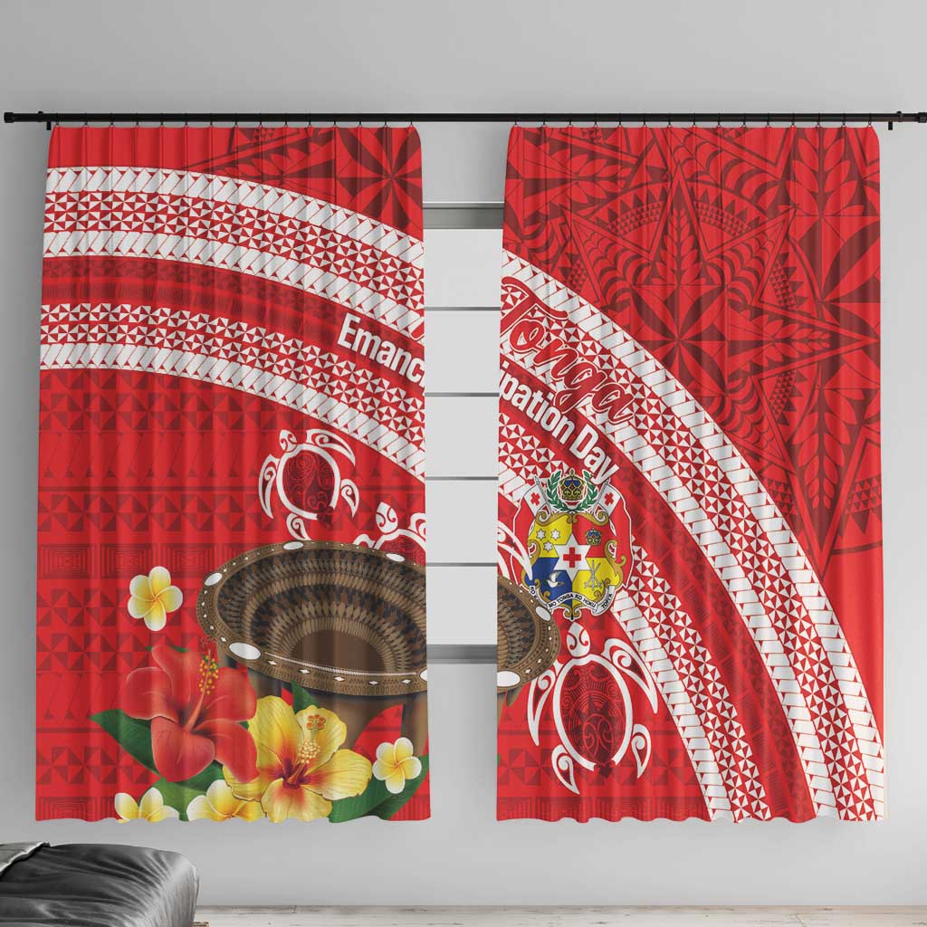 Kingdom Of Tonga Emancipation Day Window Curtain Tongan Ngatu With Kumete Red