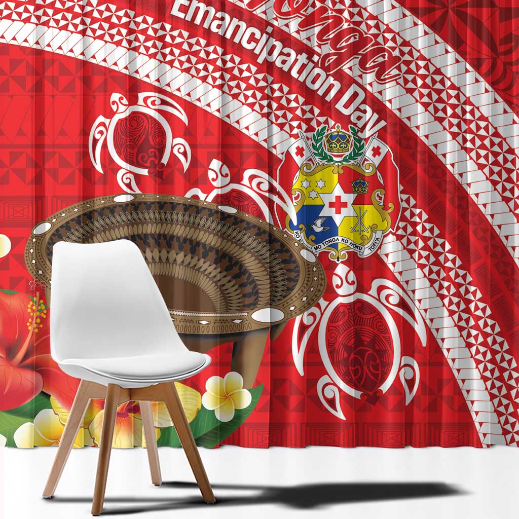 Kingdom Of Tonga Emancipation Day Window Curtain Tongan Ngatu With Kumete Red