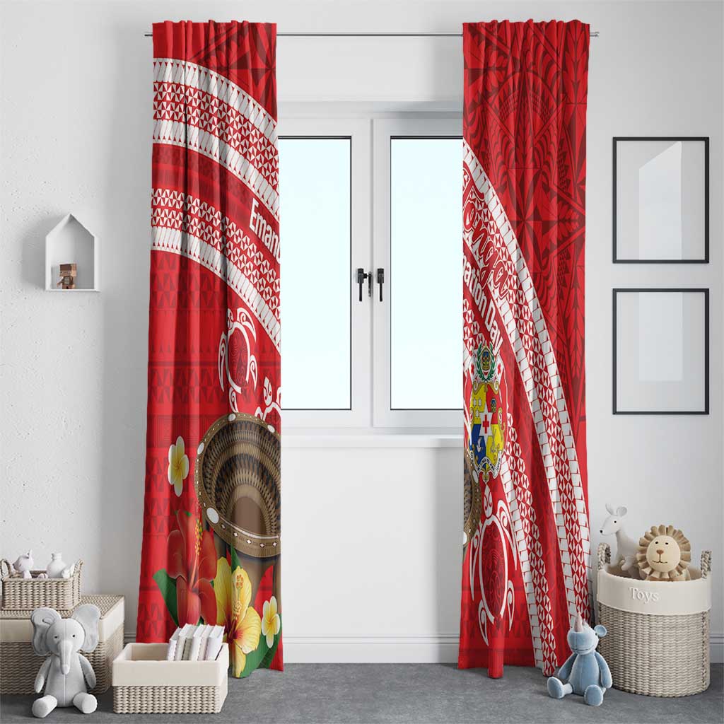Kingdom Of Tonga Emancipation Day Window Curtain Tongan Ngatu With Kumete Red