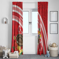 Kingdom Of Tonga Emancipation Day Window Curtain Tongan Ngatu With Kumete Red