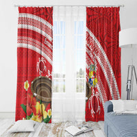 Kingdom Of Tonga Emancipation Day Window Curtain Tongan Ngatu With Kumete Red
