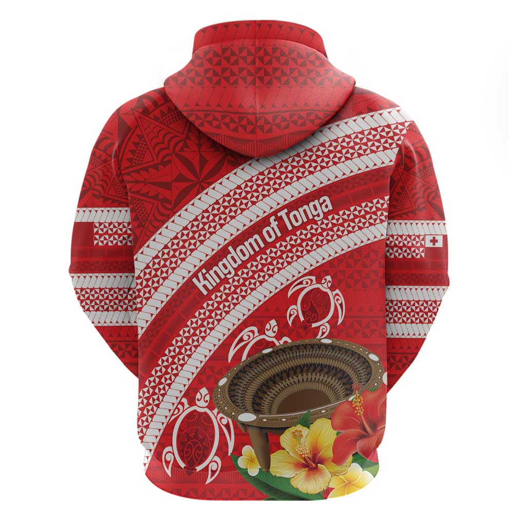 Kingdom Of Tonga Emancipation Day Zip Hoodie Tongan Ngatu With Kumete Red LT14 - Polynesian Pride