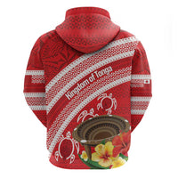 Kingdom Of Tonga Emancipation Day Zip Hoodie Tongan Ngatu With Kumete Red LT14 - Polynesian Pride