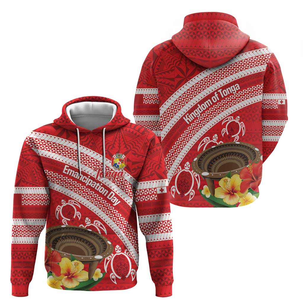 Kingdom Of Tonga Emancipation Day Zip Hoodie Tongan Ngatu With Kumete Red LT14 - Polynesian Pride