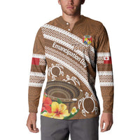 Kingdom Of Tonga Emancipation Day Button Sweatshirt Tongan Ngatu With Kumete Brown