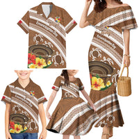 Kingdom Of Tonga Emancipation Day Family Matching Mermaid Dress and Hawaiian Shirt Tongan Ngatu With Kumete Brown