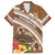 Kingdom Of Tonga Emancipation Day Family Matching Off Shoulder Short Dress and Hawaiian Shirt Tongan Ngatu With Kumete Brown