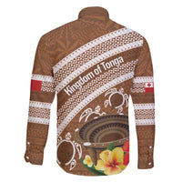 Kingdom Of Tonga Emancipation Day Family Matching Off Shoulder Short Dress and Hawaiian Shirt Tongan Ngatu With Kumete Brown