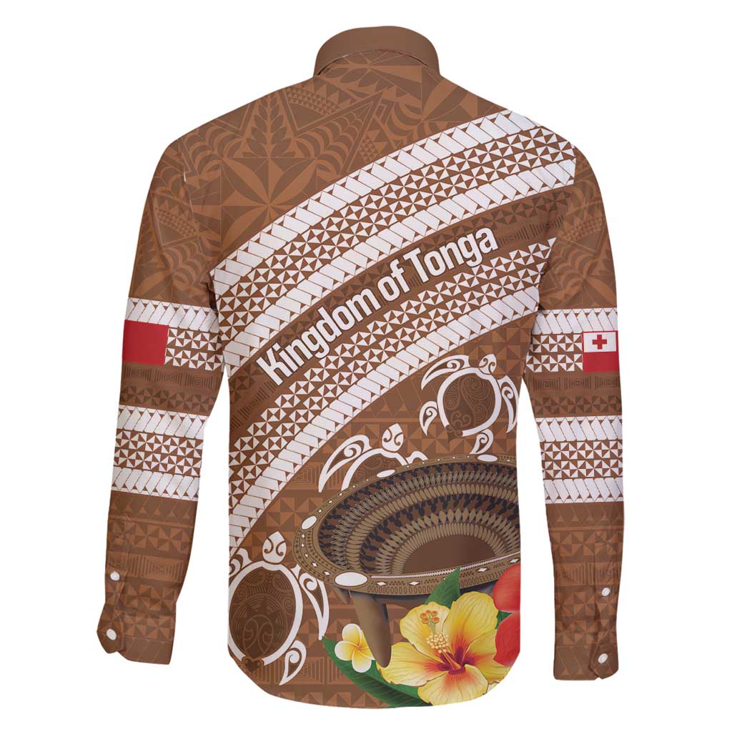 Kingdom Of Tonga Emancipation Day Family Matching Puletasi and Hawaiian Shirt Tongan Ngatu With Kumete Brown