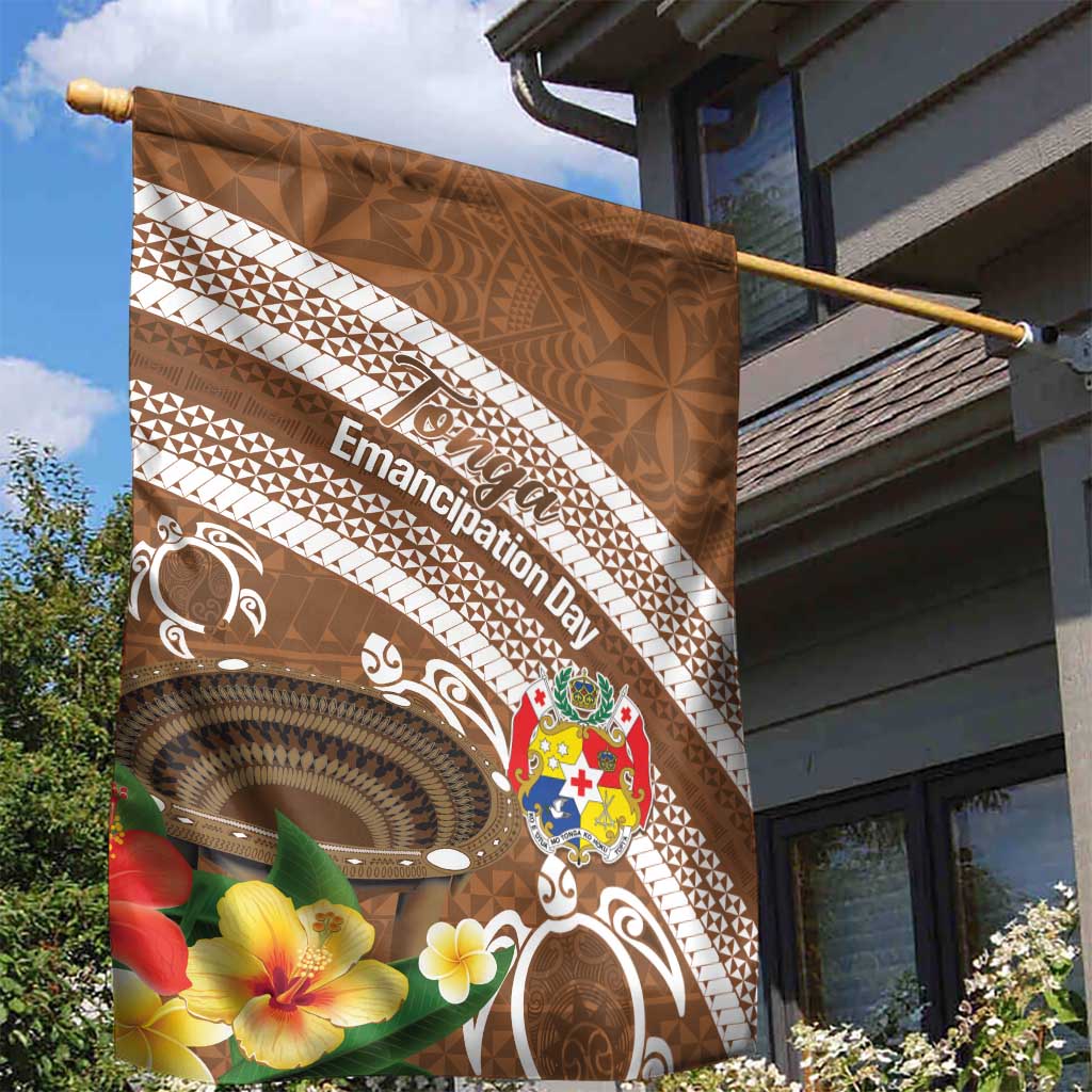 Kingdom Of Tonga Emancipation Day Garden Flag Tongan Ngatu With Kumete Brown