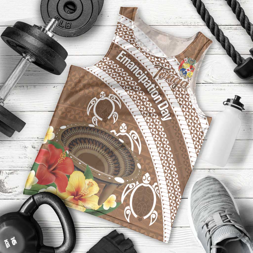 Kingdom Of Tonga Emancipation Day Men Tank Top Tongan Ngatu With Kumete Brown