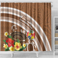 Kingdom Of Tonga Emancipation Day Shower Curtain Tongan Ngatu With Kumete Brown LT14 - Polynesian Pride