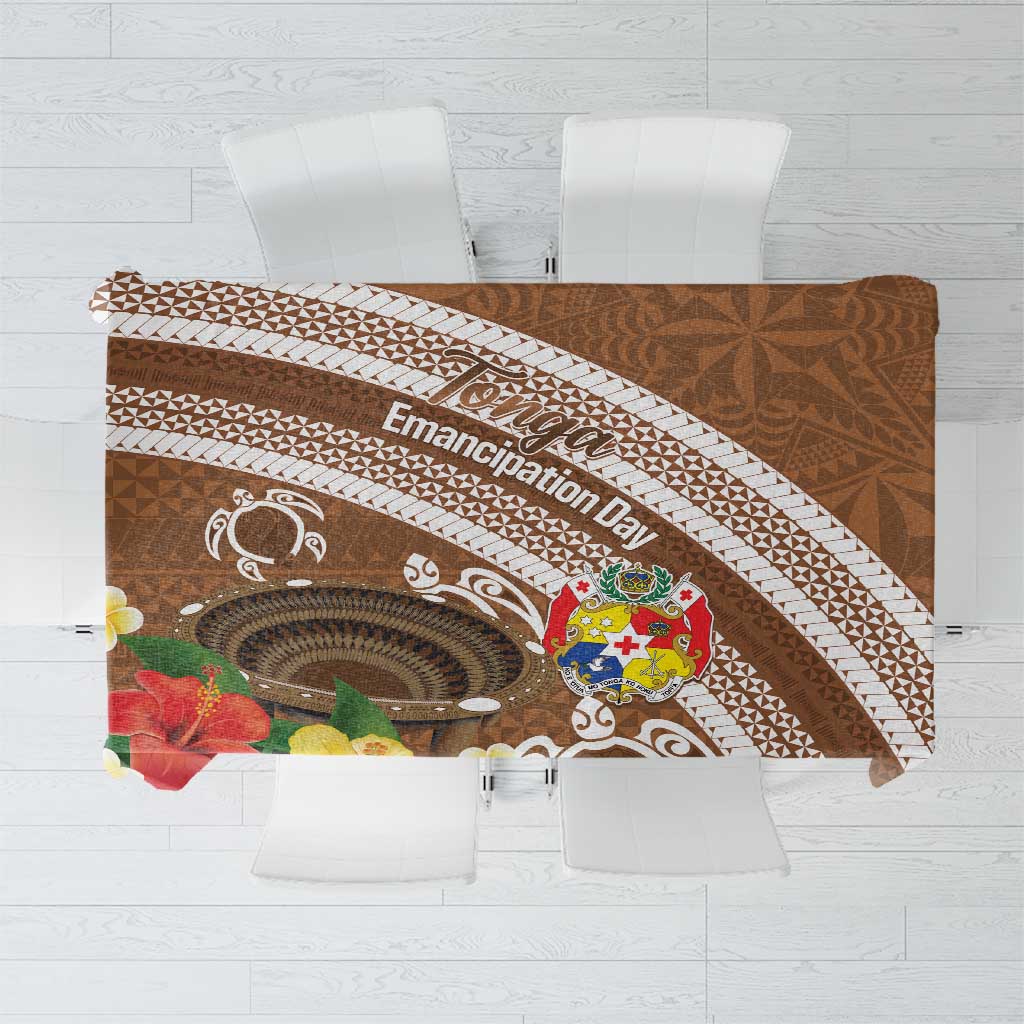 Kingdom Of Tonga Emancipation Day Tablecloth Tongan Ngatu With Kumete Brown