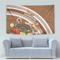 Kingdom Of Tonga Emancipation Day Tapestry Tongan Ngatu With Kumete Brown LT14 - Polynesian Pride