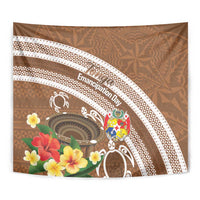 Kingdom Of Tonga Emancipation Day Tapestry Tongan Ngatu With Kumete Brown LT14 - Polynesian Pride