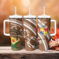 Kingdom Of Tonga Emancipation Day Tumbler With Handle Tongan Ngatu With Kumete Brown