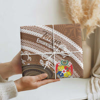 Kingdom Of Tonga Emancipation Day Wrapping Paper Tongan Ngatu With Kumete Brown - Polynesian Pride