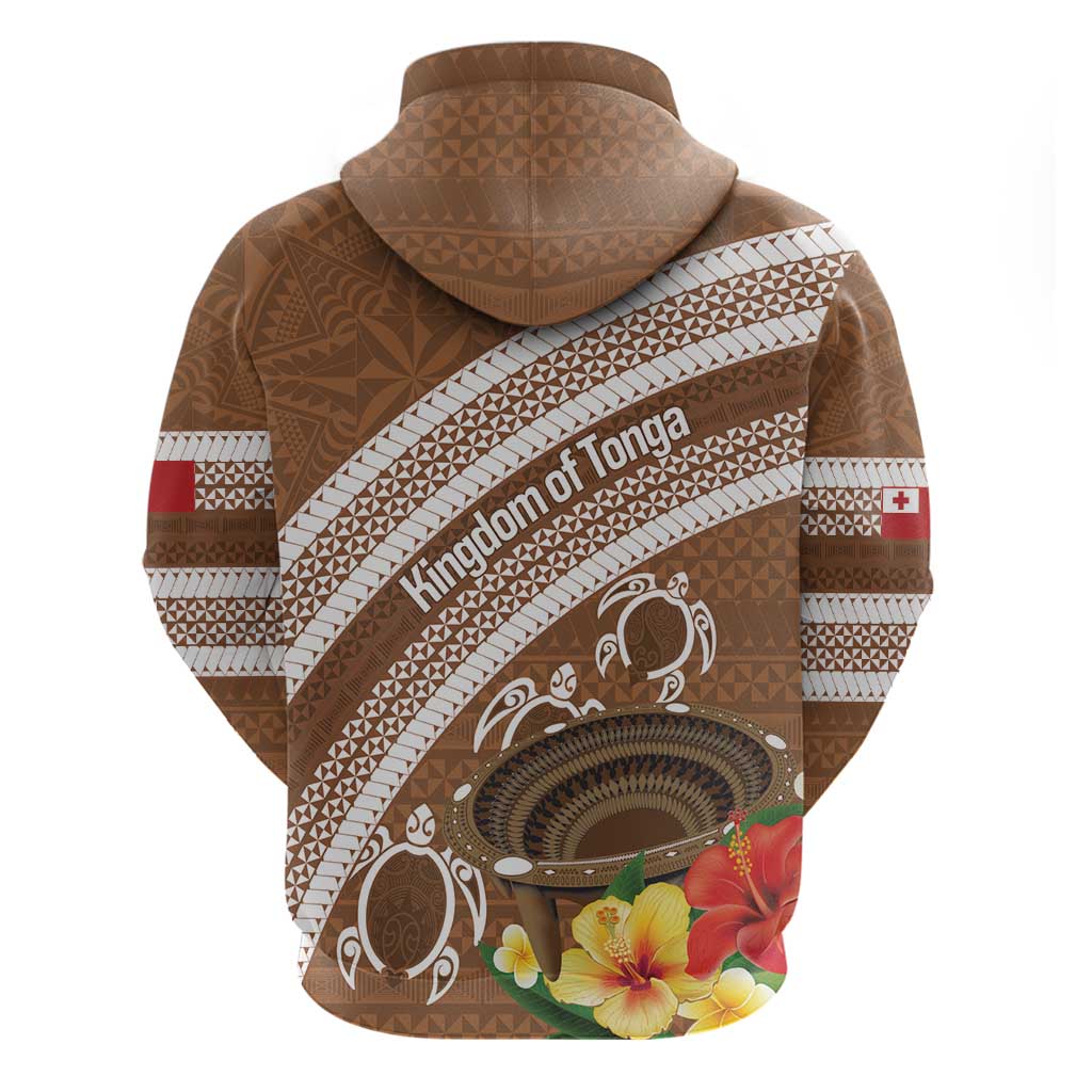 Kingdom Of Tonga Emancipation Day Zip Hoodie Tongan Ngatu With Kumete Brown LT14 - Polynesian Pride