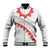 Tonga White Sunday Baseball Jacket Heilala Flowers Tongan Ngatu Pattern
