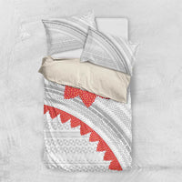 Tonga White Sunday Bedding Set Heilala Flowers Tongan Ngatu Pattern