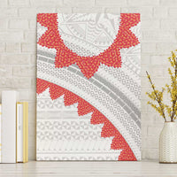 Tonga White Sunday Canvas Wall Art Heilala Flowers Tongan Ngatu Pattern
