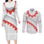 Tonga White Sunday Couples Matching Long Sleeve Bodycon Dress and Long Sleeve Button Shirt Heilala Flowers Tongan Ngatu Pattern
