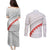 Tonga White Sunday Couples Matching Puletasi and Long Sleeve Button Shirt Heilala Flowers Tongan Ngatu Pattern