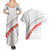 Tonga White Sunday Couples Matching Summer Maxi Dress and Hawaiian Shirt Heilala Flowers Tongan Ngatu Pattern