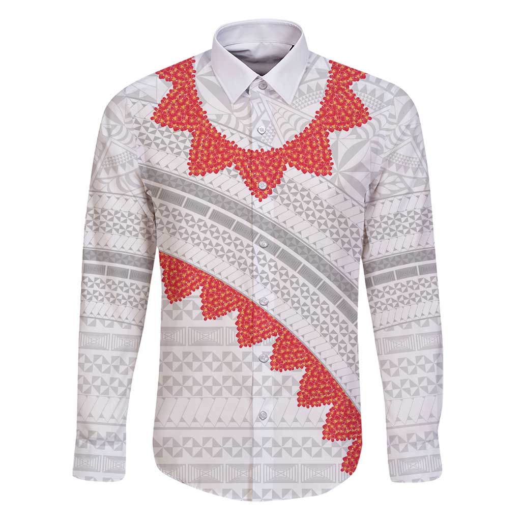 Tonga White Sunday Family Matching Puletasi and Hawaiian Shirt Heilala Flowers Tongan Ngatu Pattern