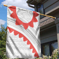 Tonga White Sunday Garden Flag Heilala Flowers Tongan Ngatu Pattern