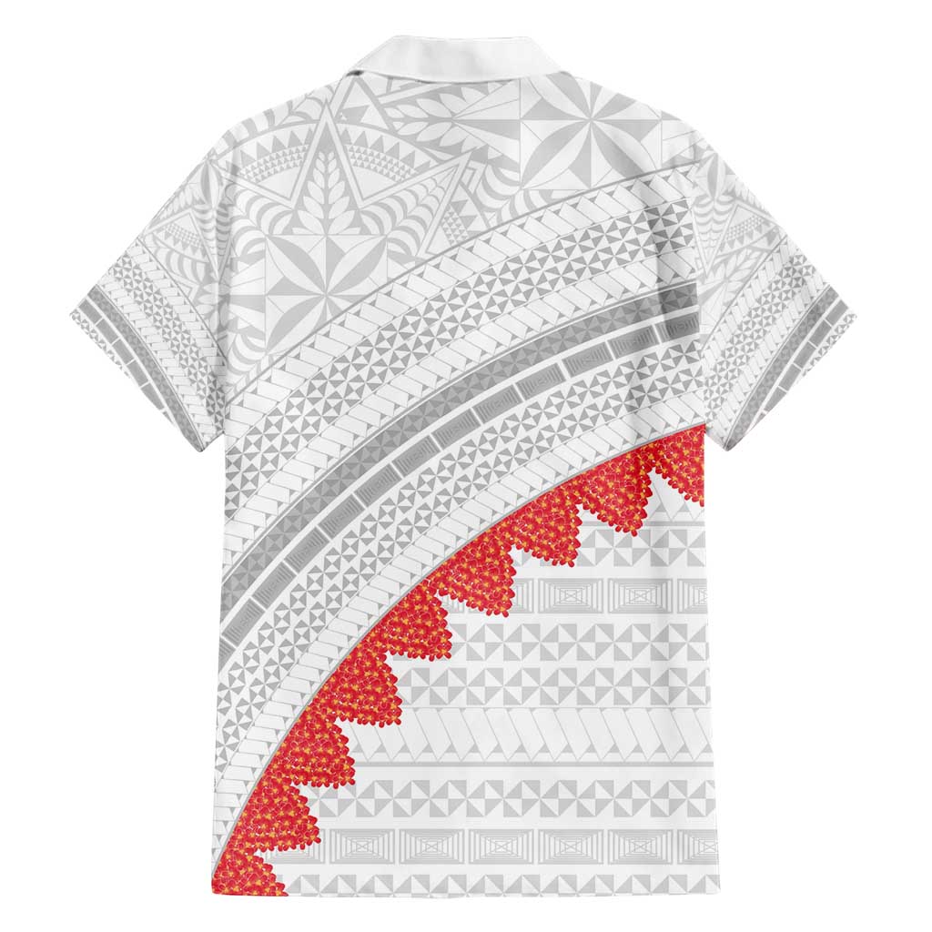 Tonga White Sunday Hawaiian Shirt Heilala Flowers Tongan Ngatu Pattern LT14 - Polynesian Pride