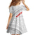 Tonga White Sunday Kid Short Sleeve Dress Heilala Flowers Tongan Ngatu Pattern