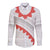 Tonga White Sunday Long Sleeve Button Shirt Heilala Flowers Tongan Ngatu Pattern