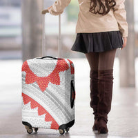 Tonga White Sunday Luggage Cover Heilala Flowers Tongan Ngatu Pattern