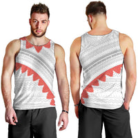 Tonga White Sunday Men Tank Top Heilala Flowers Tongan Ngatu Pattern