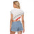 Tonga White Sunday Raglan Cropped T Shirt Heilala Flowers Tongan Ngatu Pattern