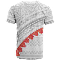 Tonga White Sunday T Shirt Heilala Flowers Tongan Ngatu Pattern