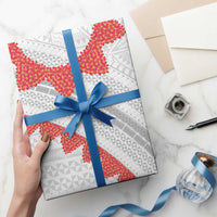 Tonga White Sunday Wrapping Paper Heilala Flowers Tongan Ngatu Pattern - Polynesian Pride