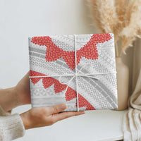 Tonga White Sunday Wrapping Paper Heilala Flowers Tongan Ngatu Pattern - Polynesian Pride