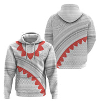 Tonga White Sunday Zip Hoodie Heilala Flowers Tongan Ngatu Pattern