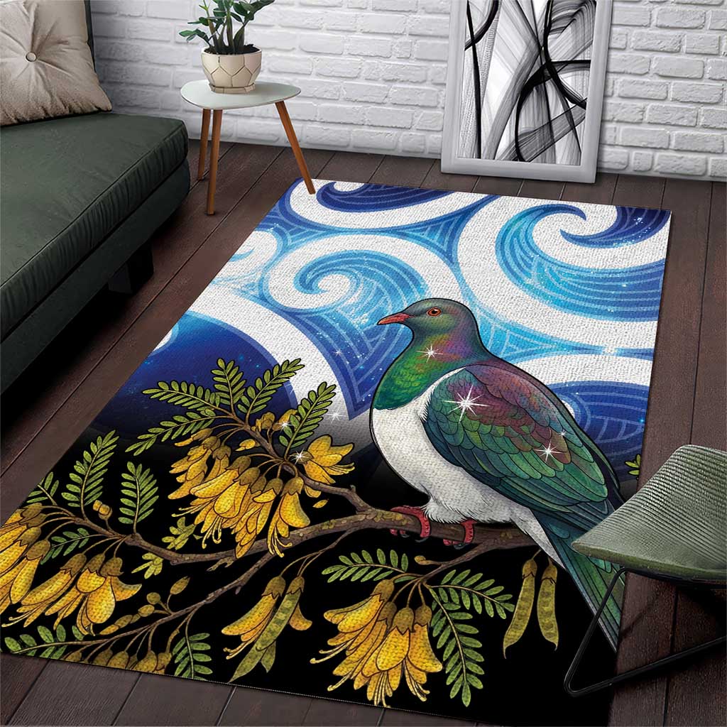 Kekeru New Zealand Matariki Area Rug Kukupa Kowhai Maori New Year Blue Version LT14 Blue - Polynesian Pride
