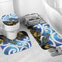 Kekeru New Zealand Matariki Bathroom Set Kukupa Kowhai Maori New Year Blue Version LT14 Mat Set Only (3 pcs) One Size Blue - Polynesian Pride