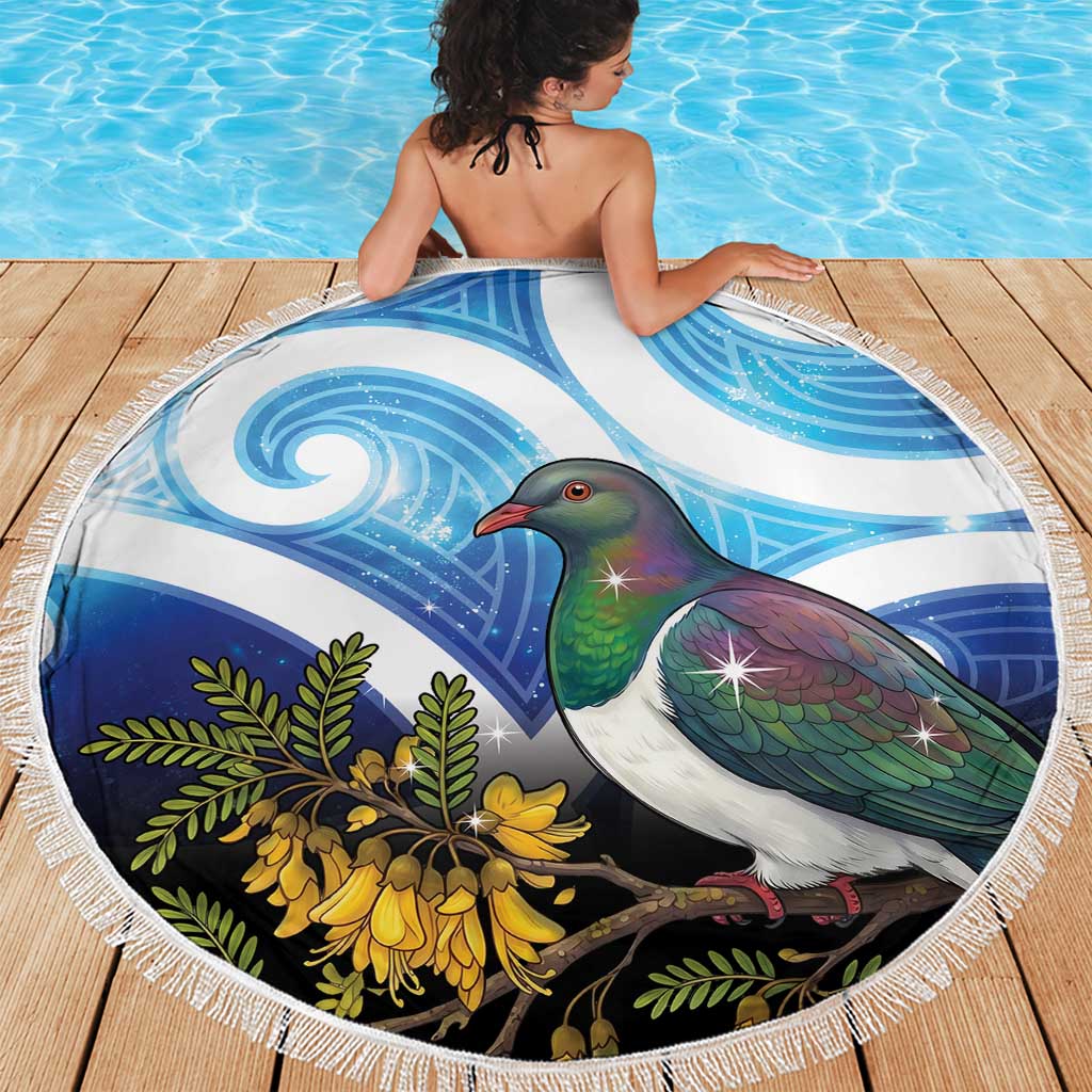Kekeru New Zealand Matariki Beach Blanket Kukupa Kowhai Maori New Year Blue Version LT14 - Polynesian Pride
