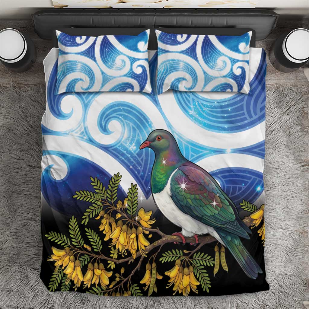 Kekeru New Zealand Matariki Bedding Set Kukupa Kowhai Maori New Year Blue Version