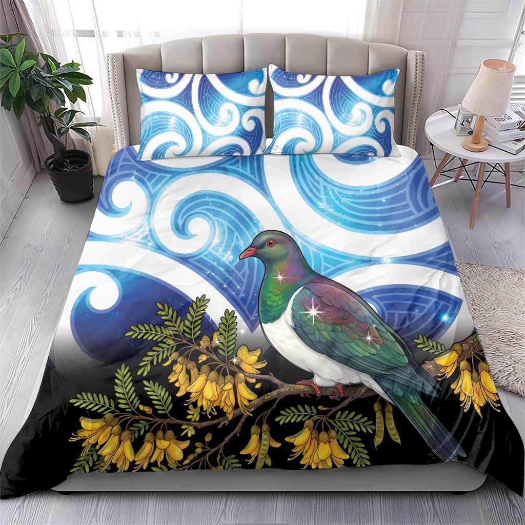 Kekeru New Zealand Matariki Bedding Set Kukupa Kowhai Maori New Year Blue Version LT14 - Polynesian Pride