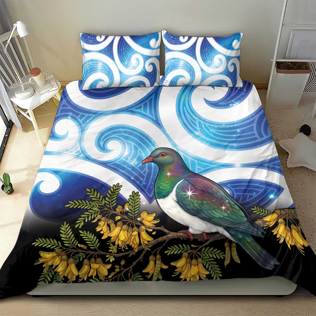 Kekeru New Zealand Matariki Bedding Set Kukupa Kowhai Maori New Year Blue Version LT14 - Polynesian Pride