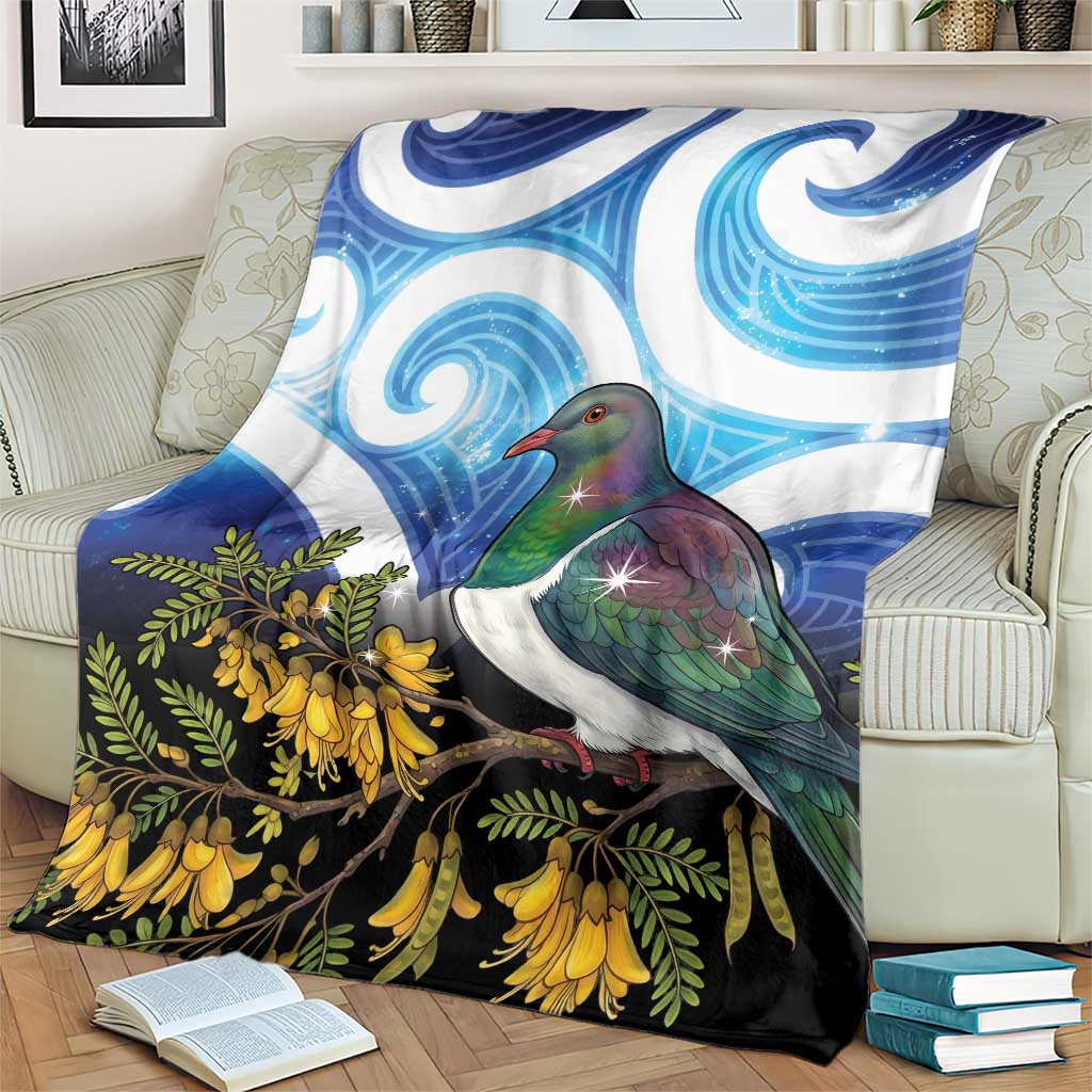 Kekeru New Zealand Matariki Blanket Kukupa Kowhai Maori New Year Blue Version LT14 - Polynesian Pride