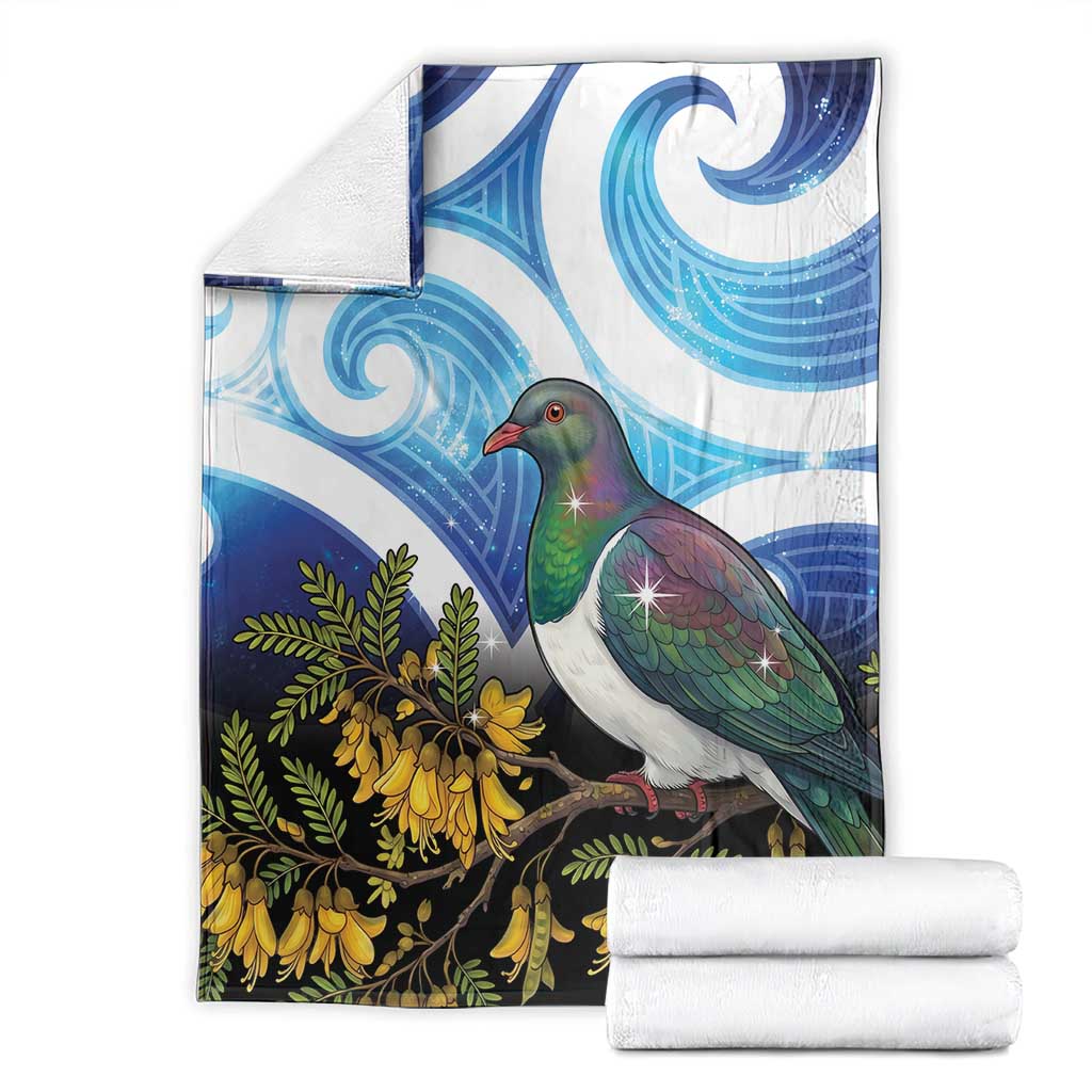 Kekeru New Zealand Matariki Blanket Kukupa Kowhai Maori New Year Blue Version LT14 - Polynesian Pride