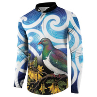 Kekeru New Zealand Matariki Button Sweatshirt Kukupa Kowhai Maori New Year Blue Version LT14 - Polynesian Pride
