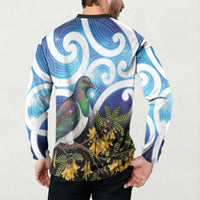 Kekeru New Zealand Matariki Button Sweatshirt Kukupa Kowhai Maori New Year Blue Version LT14 - Polynesian Pride